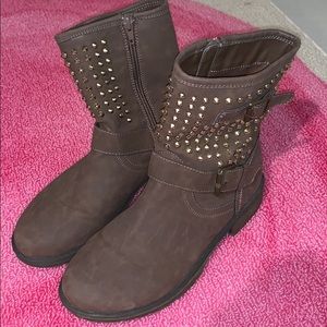 Grey studded booties
